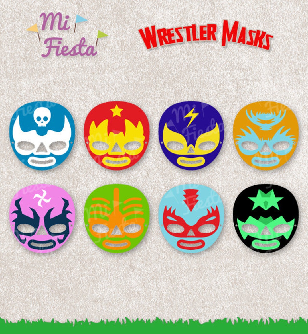Mexican World Wrestlers Mask Printable for Birthdays, Instant Digital ...