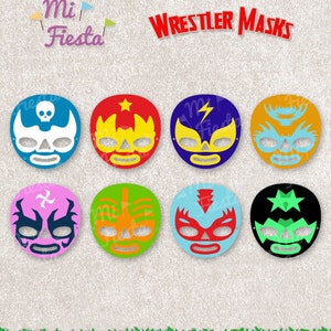 Mexikanische World Wrestlers Maske zum Ausdrucken für Geburtstage, Sofortiger digitaler Download, Mädchen und Jungen Lucha Libre