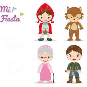 Little Red Riding Hood for Kids / Little Red Riding Hood, Wolf , Grandma and woodcutter Clipart birthdays Instant Digital Download DIY