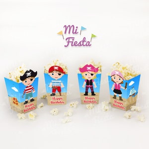 Pirates enfants pop-corn ou boîte de friandises Birthday Party Printables / Téléchargement numérique instantané DIY, filles et garçons, Yo Ho