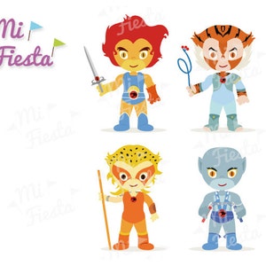Conjunto inspirado em ThunderCats Lion-O, Tygra, Cheetara e Panthro. Aniversários de arte Download digital instantâneo