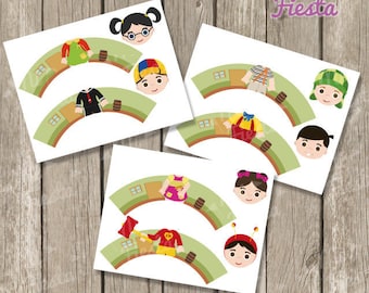 El chavo del ocho Inspired Cupcake Toppers Wrappers Birthday Party Printables / Instant Digital Download DIY