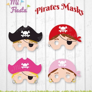Piratmask för barn utskrivbar för födelsedagar, omedelbar digital nedladdning, flickor och pojkar, Yo Ho