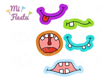 Funny monster mouths / Prop Printable for birthdays / Digital Download DIY / 10 mouths Instant digital download