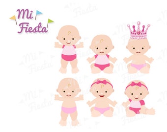 Cute baby girl clipart set, printable great for baby showers, Instant Digital Download, newborn