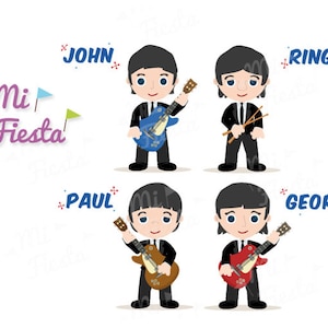 The Beatles Inspired set John, Ringo, Paul and George, Instant Digital Download