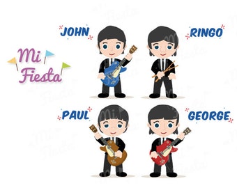 The Beatles Inspired set John, Ringo, Paul and George, Instant Digital Download