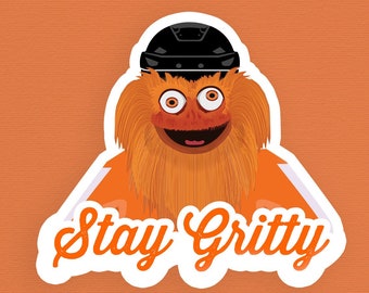 Stay Gritty Vinyl Sticker| Philadelphia Flyers, Philly NHL, Hockey Mascot | 2020, Funny, Cute Water Bottle, Flair, Water Resistant, Decor