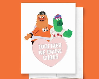 Insieme, causiamo il caos San Valentino Biglietto di auguri / anniversario, Amicizia, Divertente, Amore, Philadelphia, Grintoso, Fanatico, Philly Sport