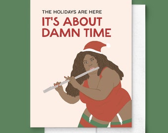 It's About Damn Time, Pop Culture Icon Holiday Christmas Greeting Card | Funny, Girl Power, TikTok, Gen-Z, Gift For Her, Gift For Him