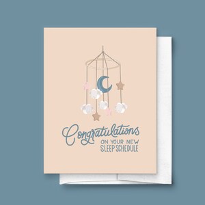 Felicitaciones por su nuevo horario de sueño, tarjeta de felicitación móvil para bebés recién nacidos / para niños, para niñas, para nuevos padres, género neutral