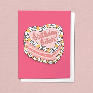 Cadela de aniversário, cartão de felicitações dobrado de bolo vintage fofo e moderno | Cartão de aniversário para ela, para filha, para amiga, para meninas, para mães