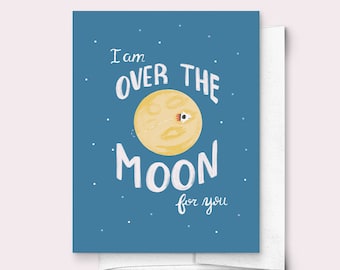 I am Over The Moon For You Greeting Card Congratulations Greeting Card | Space, For Him, For Her, Congrats, Celebration, Graduation, Friend