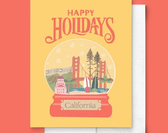 Happy Holidays from California Greeting Card | Hollywood West Coast, San Francisco Holiday, Gender Neutral, For Her, For Him, For Families