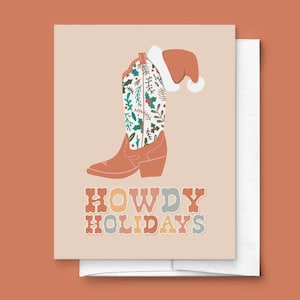 Have A Howdy Holiday, Christmas Greeting Card | Hippie, 70s, Retro, Cowboy, Boots Holiday, Gender Neutral, For Her, For Him, For Families