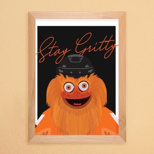 8x10 Poster Print, "Stay Gritty" | Philadelphia Flyers Mascot Wall Art | Hockey, Sports, PHL, Funny, Family, Cool, Illustration NHL