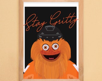 8x10 Poster Print, "Stay Gritty" | Philadelphia Flyers Mascot Wall Art | Hockey, Sports, PHL, Funny, Family, Cool, Illustration NHL