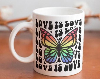 Love Is Love Rainbow Butterfly Mug