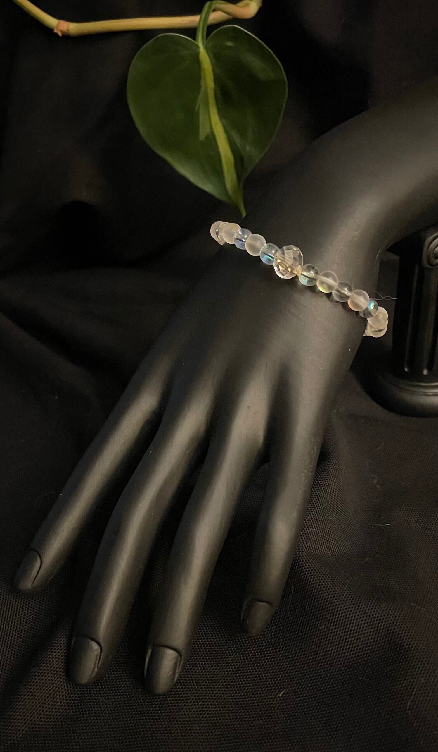 Clear Iridescent Crystal Stretch Beaded Bracelet - Etsy