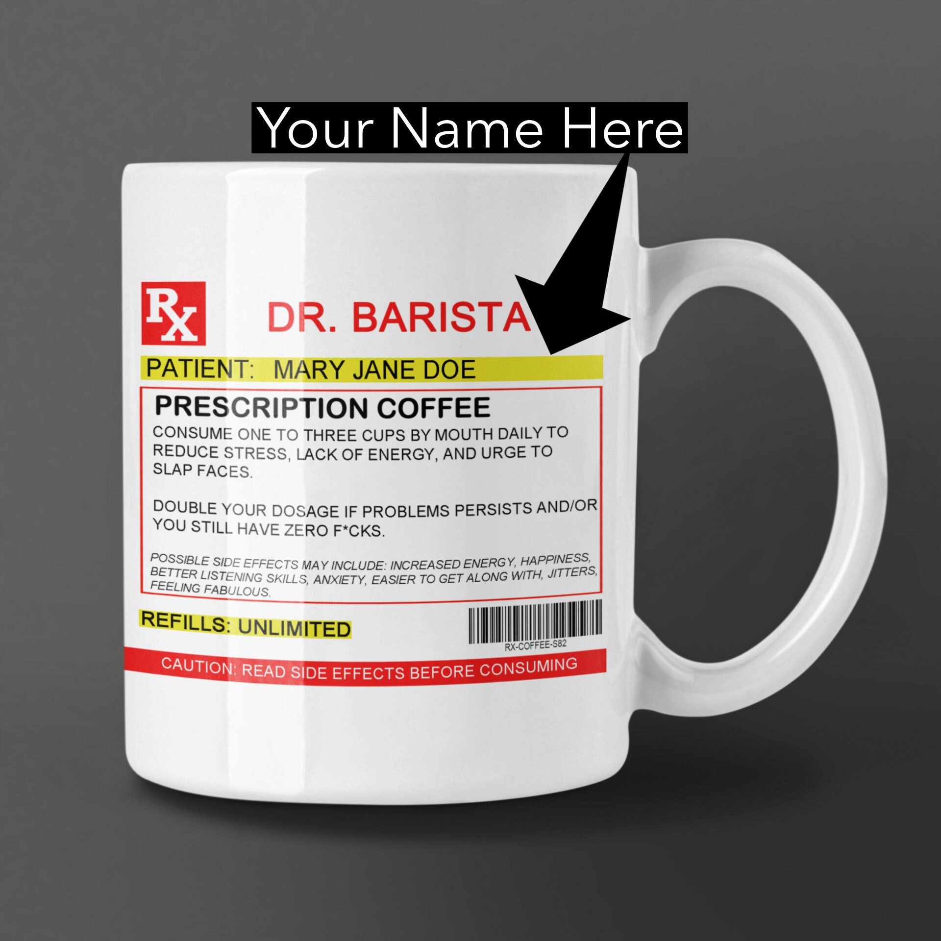 Fake Caffeine Prescription Coffee Mug - Etsy Israel
