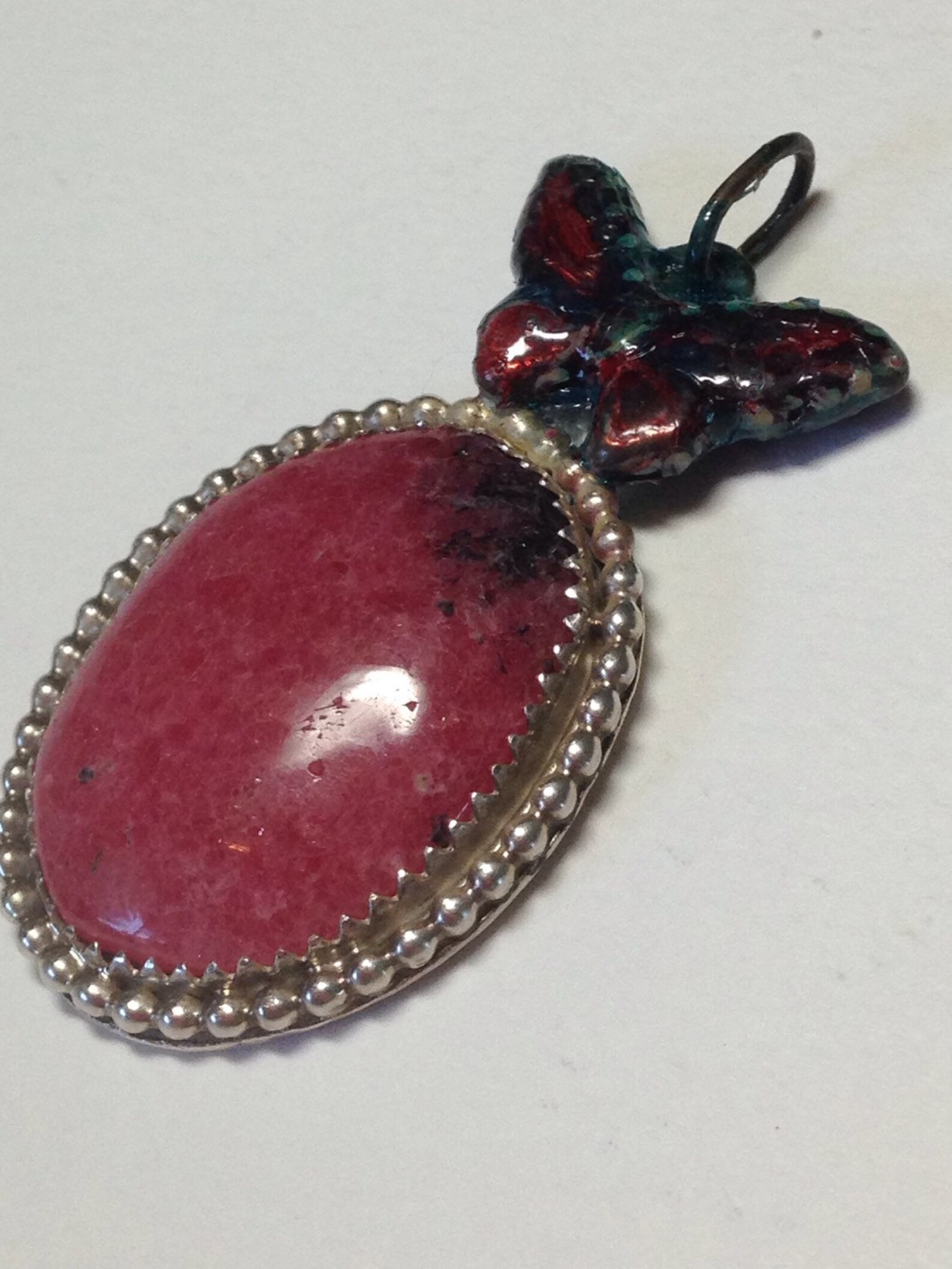 Rhodonite Pink/red Butterfly Pendant - Etsy