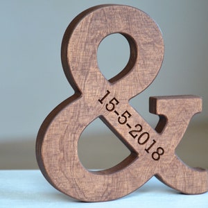 5'' Personalized Wood Ampersand Free Standing Wooden Letter Ampersand Valentines Day or Wedding Gift Home Decor 5th Wedding Anniversary