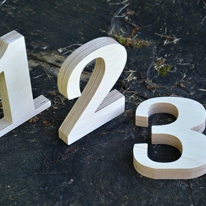 SALE 1-15 4 inches Wooden Numbers, Free Standing Wedding Table Numbers for Decor, Stand Alone Cafe or Restaurant Table Numbers, Photo Props image 2