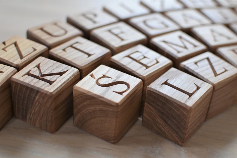 32 Polish Wood Alphabet Blocks ABC Wood Letter Blocks Learning Etsy