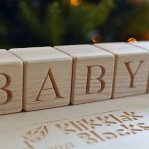 1.6'' Personalized Wood Blocks, Baby Name Blocks, Birthday Baby Shower Gift for Kids, Wood Alphabet Letter Block Engraved, ABC Nursery Block image 3