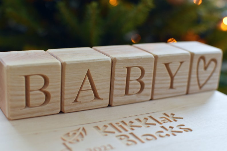 1.6'' Personalized Wood Blocks, Baby Name Blocks, Birthday Baby Shower Gift for Kids, Wood Alphabet Letter Block Engraved, ABC Nursery Block image 3