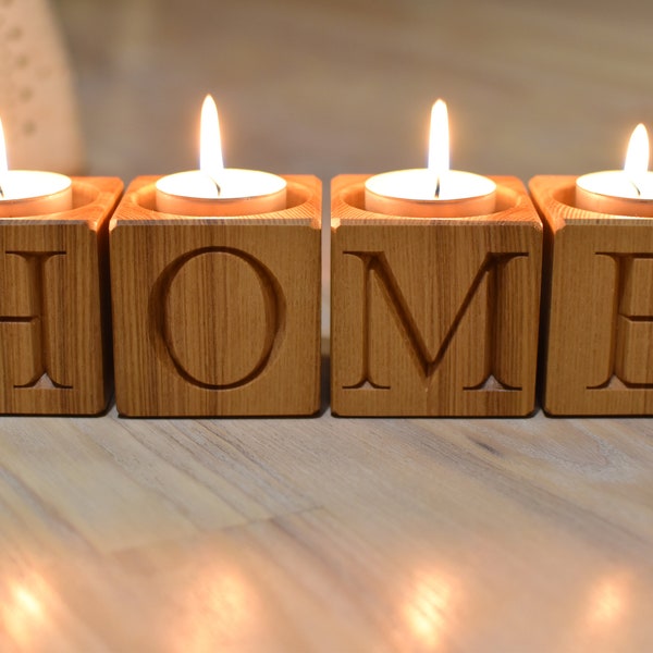 Wood Candle Holder Etsy