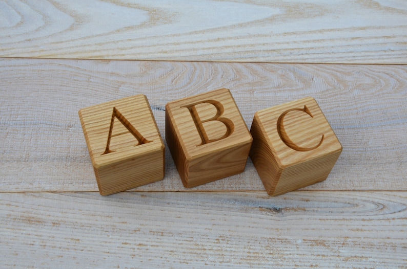 1.6'' Personalized Wood Blocks, Baby Name Blocks, Birthday Baby Shower Gift for Kids, Wood Alphabet Letter Block Engraved, ABC Nursery Block image 9