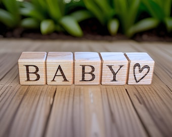 1.6'' Personalized Wood Blocks, Baby Name Blocks, Laser Engraved Blocks Birthday Baby Shower Gift Kids, Wood Alphabet Letter ABC Nursery