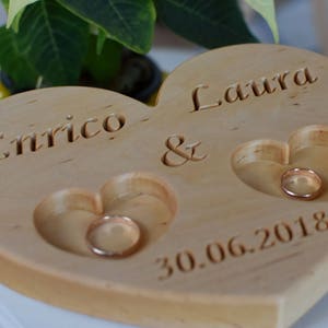 Personalized Wood Ring Box, Wedding Ring Bearer Pillow, Rustic Wedding Ring Holder, Wood Heart Ring Bearer, Rustic Wedding Decor