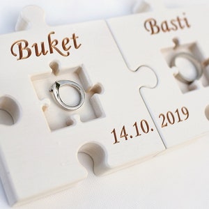Cuscino portafedi in legno personalizzato, puzzle, bianco, portafedi in legno, puzzle, decorazione rustica per matrimonio