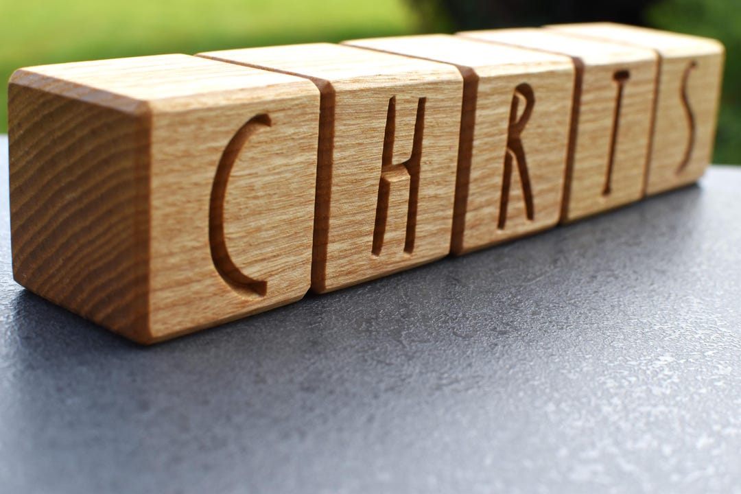 Engraved Block Letters 1.6'' Personalized Wood Blocks, Baby Name Blocks, Birthday Baby Shower ...