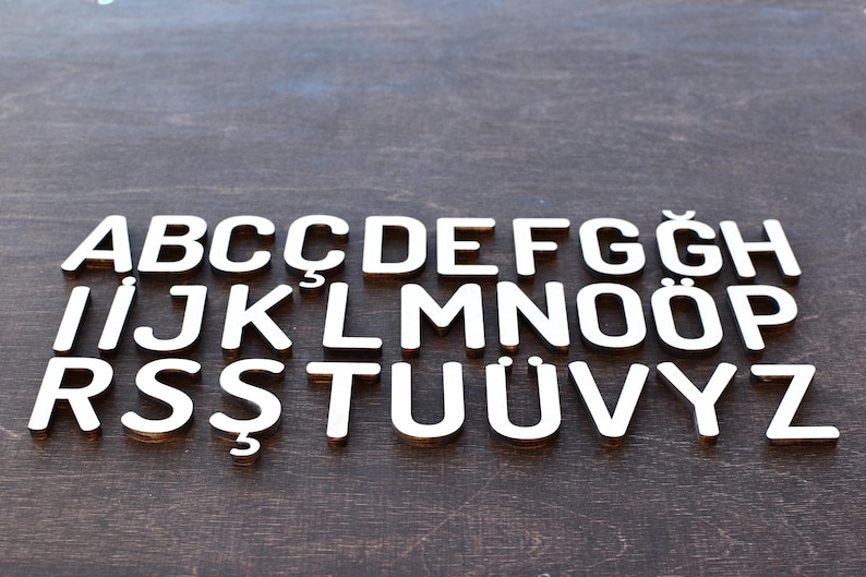 Turkish Oud Lettering Wood Turkish Alphabet Letters Laser Cut ABC Turkish Uppercase Letters ...
