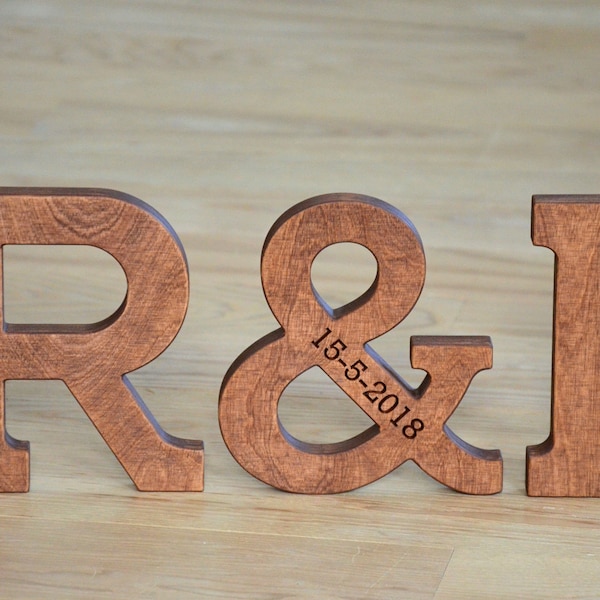 6'' Wood Letters Personalized Wood Ampersand Free Standing Wooden Letter Valentines Day or Wedding Gift Home Decor 5th Wedding Anniversary