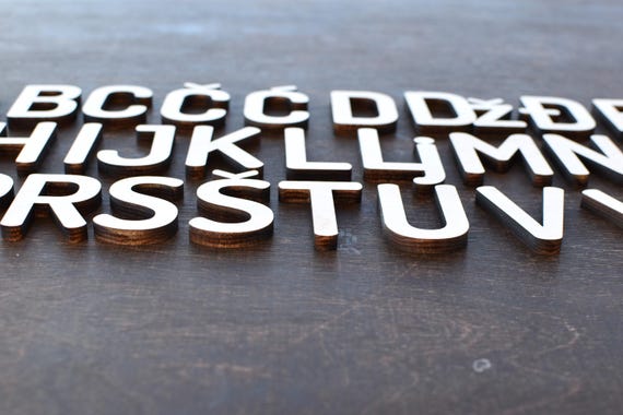 Wood Croatian Alphabet Letters Laser Cut ABC Croatian Uppercase