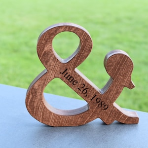 10'' Personalized Wood Ampersand Free Standing Wooden Letter Ampersand Valentines Day or Wedding Gift Home Decor 5th Wedding Anniversary