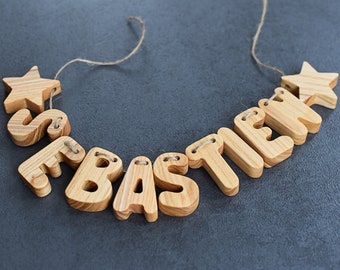 Wood Letter Garland Hanging Nursery Letters Hanging on String Baby Kids Room Decor Letters