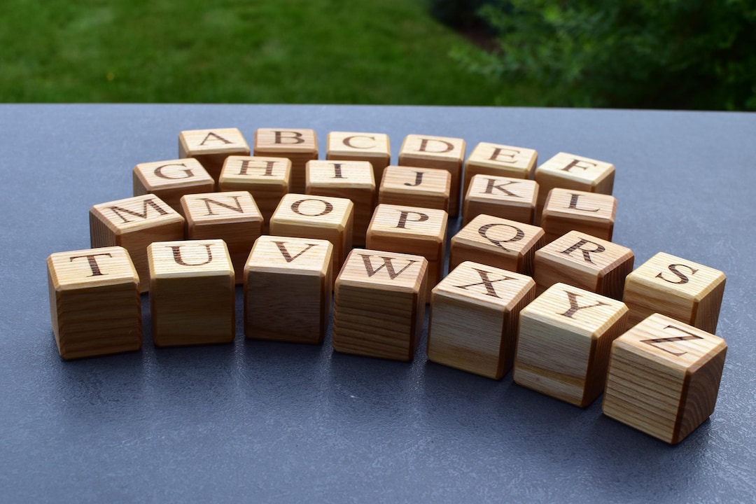 Engraved Block Letters 26 English Alphabet Wooden Blocks, Toy Blocks With English Letters ...