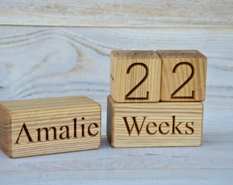 Wood Baby Age Blocks Personalized for Baby Shower New Baby Birthday Gift Photo Props Nursery Christmas Maternity Blocks Mothers Day Gift