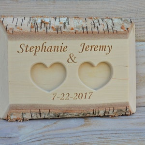Personalized Birch Wood Ring Box Rustic Wedding Ring Bearer Pillow Wedding Ring Holder Wood Ring Bearer Rustic Wedding Decor