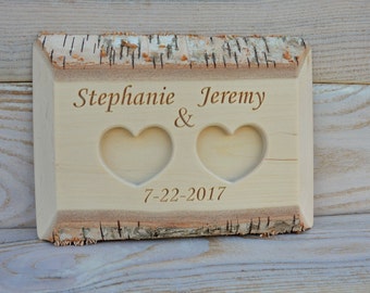 Personalized Birch Wood Ring Box Rustic Wedding Ring Bearer Pillow Wedding Ring Holder Wood Ring Bearer Rustic Wedding Decor