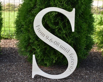 Letra grande de madera personalizada de 50 cm (20 pulgadas) para decoración rústica de bodas. Texto grabado personalizado. Letra de madera para fotos. Decoración para fiestas. Decoración de pared. Decoración para el hogar.