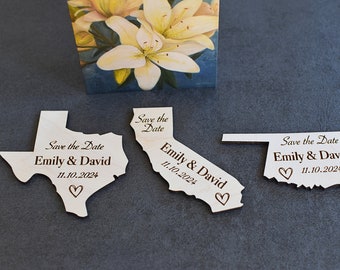 Wood US State Save the Date Magnet Engagement Ceremony Cards, Wedding Announcements Wood Cards, Rustic wedding Save the Date White Texas