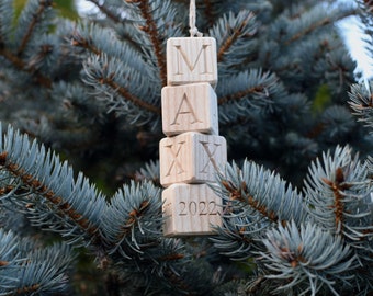 Personalized Wood Blocks Christmas Tree Decor ABC Blocks Custom Christmas Gift Baby Blocks