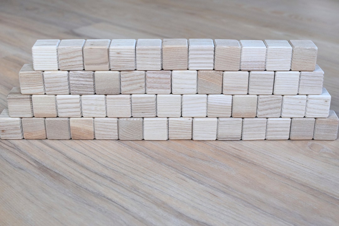 50 Oak Wood Blocks Ash Wood Building Blocks Small Wood Cubes Building