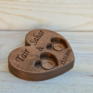 Personalized Wood Wedding Ring Bearer Pillow, Rustic Wedding Ring Holder, Wood Heart Ring Bearer, Rustic Wedding Decor